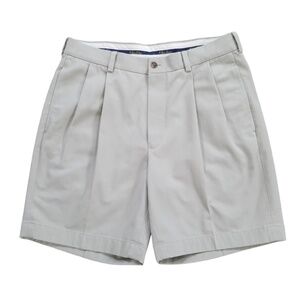 Brooks Brothers Men's Khaki Tan Pleated Cotton Shorts Size: 33‎ NWOT